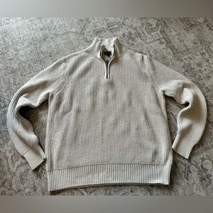 J. Crew Men's Off-White Zip-Up 100% Cotton Sweater